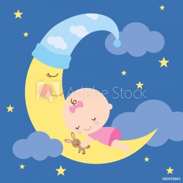 Sleeping Baby on the Moon - 901143345