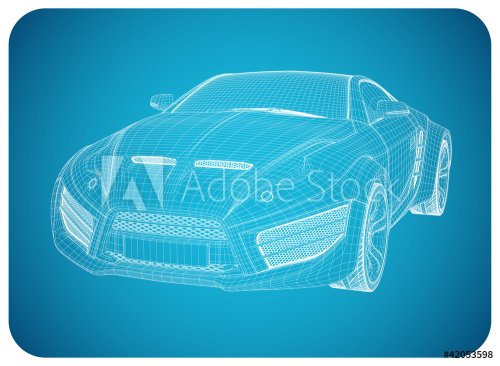 Sports car blueprint. Non branded concept car. - 900464352