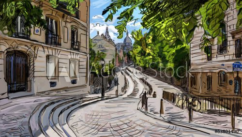 Street in paris - illustration - 901147214