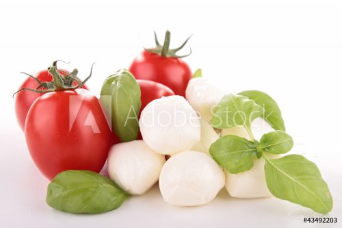 tomato,mozzarella and basil on white - 900623220