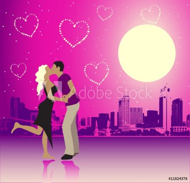 Valentine day, urban scene, couple - 900459907
