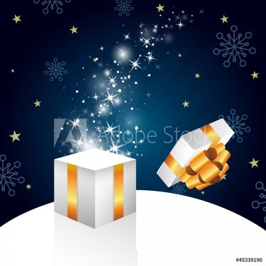 Vector Christmas Background with Gift - 900954338