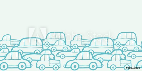 Vector doodle cars horizontal seamless pattern background