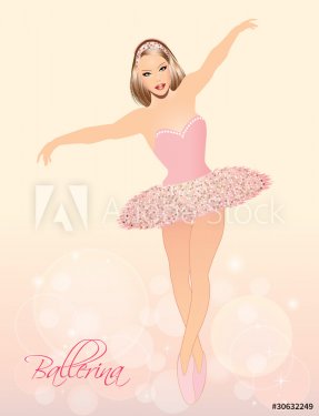 Vector Illustration of  Cute dancing  Ballerina - 900868454