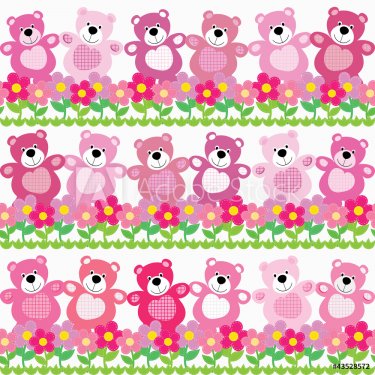 Vector seamless pattern of a toy teddy bear - 900547387
