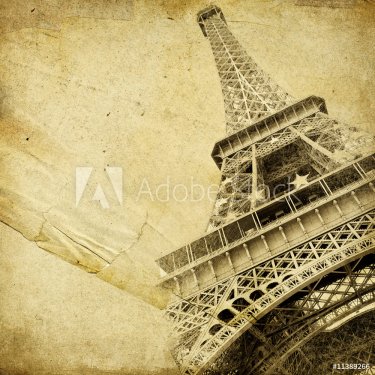 vintage paper with eiffel tower - 900058175