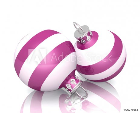Weihnachtskugeln - 2x Pink Weiß gestreift 02 - 900623132