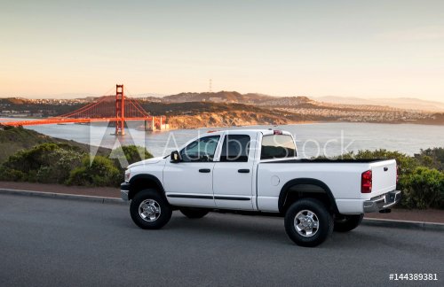 White Truck in front of the Golden Gate Bridge - 901153116
