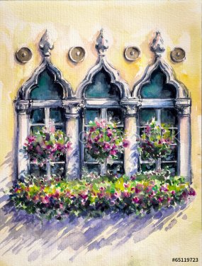 Window watercolors painted. - 901148632