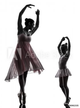 woman and little girl  ballerina ballet dancer dancing silhouett - 901141911