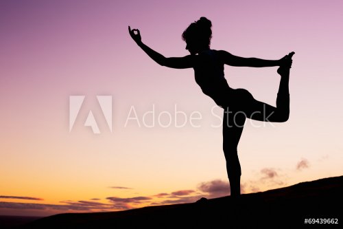 Yoga Woman at Sunset - 901143971