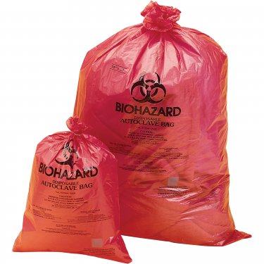 Bel-art - 131641419 - Biohazard Disposal Bags - 14 x 19 - Orange/Red - Price per box of 200