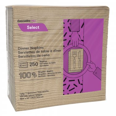 Cascades Pro Select™ - N055 - Serviettes de table à pli 1/8 Select(MD) - 15.5 x 16 - Prix par caisse de 12 paquets de 250 feuilles