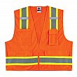 ERGODYNE - 24065 - GloWear® 8248Z Two-Tone Surveyors Vest - Polyester - High Visibility Orange - Stripe: Yellow/Silver - Large/X-Large - Unit Price
