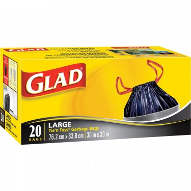 Glad - JK633 - Sacs à ordures Nouez-jetez(MD) - 0.7 mils - 32 x 30 - Noir - Prix par boîte de 20
