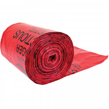 Justrite - 05901 - Biohazard Waste Containers - Replacement Bags - 33 x 24 - Red - Price per box of 100