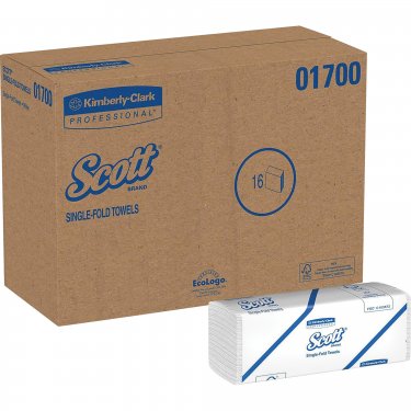 Kimberly-Clark - 01700 - Essuie-mains Scott(MD) à pli simple - 9.3 x 10.5 - Prix par caisse de 16 paquets de 250 feuilles