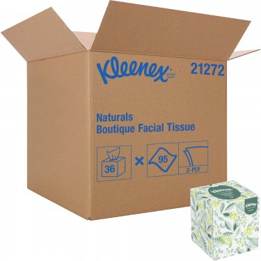 Kimberly-Clark - 21272 - Papiers-mouchoirs Naturals Boutique* de Kleenex(MD) - 8.3 x 7.8 - 2 Plis - Prix par caisse de 36 paquets de 95 feuilles