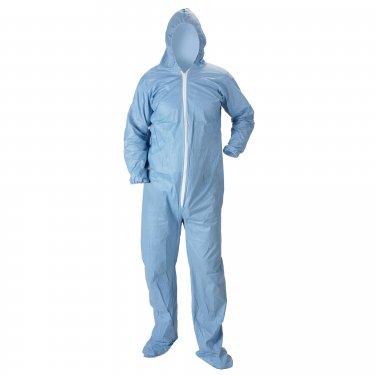 Lakeland - 07414B-2XL - Pyrolon® Plus 2 FR Hooded Coveralls With Boots - FR Treated Fabric - Blue - 2X-Large - Unit Price