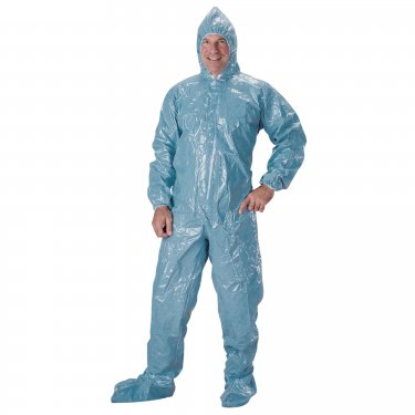 Lakeland - 37414-XL - Pyrolon® 0.5 Mil CRFR Hooded Coveralls With Boots - FR Treated Fabric - Blue - X-Large - Unit Price