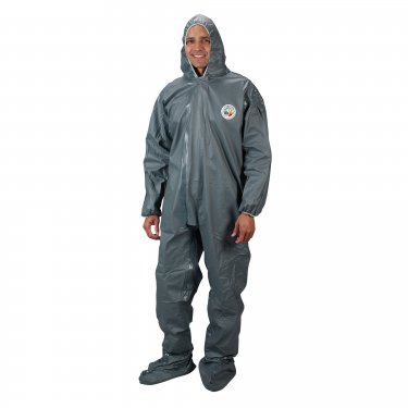 Lakeland - 51150-M - Pyrolon® 2.0 Mil CRFR Hooded Coveralls - FR Treated Fabric - Grey - Medium - Unit Price