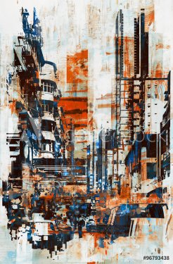 abstract grunge of cityscape,illustration painting - 901156309