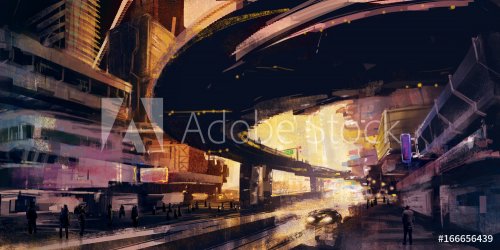 Abstract illustration of Urban Cityscape at sunset - 901156308