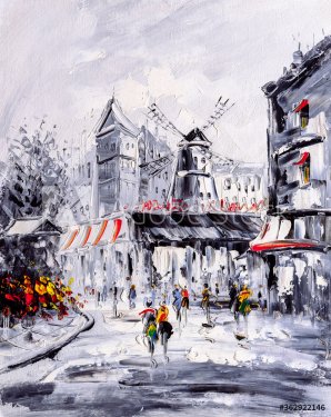 Oil Painting - Street View of Paris - 901156313
