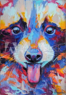 Oil raccoon portrait painting in multicolored tones. Conceptual abstract pain... - 901156390