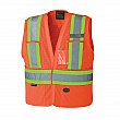 Pioneer - V1021450-2/3XL - Tear-Away Safety Vest - Polyester - High Visibility Orange - Stripe: Yellow/Silver - 2X-Large/3X-Large - Unit Price