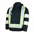 Work King Safety - S42611-BLACK-L - Manteau de sécurité 5-en-1 - Polyester/Polyuréthane - Noir - Bandes: Jaune/Argent - Large - Prix unitaire