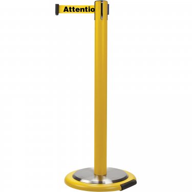 Zenith Safety Products - SDN336 - Free-Standing Crowd Control Barrier  - Steel - Yellow/Steel - Tape: Yellow 7' Attention ne pas entrer - Height: 35 - Unit Price