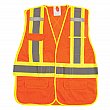 Zenith Safety Products - SEF101 - CSA Compliant High Visibility Surveyor Vest - Polyester - High Visibility Orange - Stripe: Yellow/Silver - Medium - Unit Price
