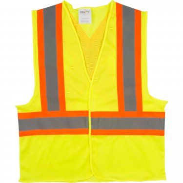Zenith Safety Products - SGI280 - Veste de sécurité pour la circulation - Polyester - Jaune lime haute visibilité - Bandes: Orange/Argent - 2X-Large - Prix unitaire