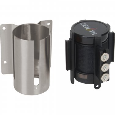 Zenith Safety Products - SGR022 - Barrière à fixation murale avec ruban magnétique - Acier - Acier inoxydable - Ruban: Noir 12' Vierge - Prix unitaire