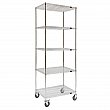 Kleton - MJ538 - Chariots en treillis métallique  - Chromé - 5 Tablettes - Capacité 800 lb - 24 x 60 x 92 - Prix unitaire