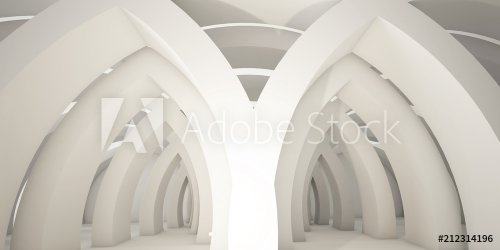 Architectural abstract background, minimalism, white background, arches. 3d render.