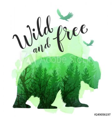 Green silhouette of a wild bear - 901156420