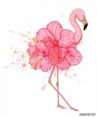 Pink floral flamingo - 901156421