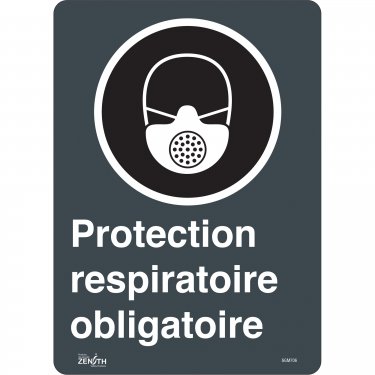 Zenith Safety Products - SGM706 - Enseigne «Protection Respiratoire Obligatoire» Chaque