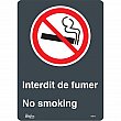 Zenith Safety Products - SGM721 - Enseigne «Interdit De Fumer/No Smoking» Chaque