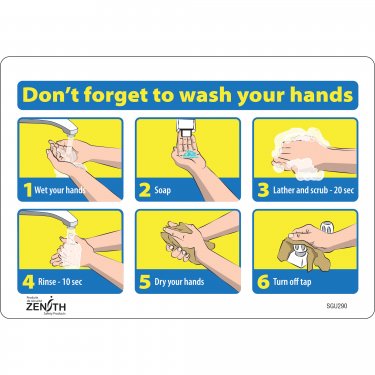 Zenith Safety Products - SGU290 - Don't Forget to Wash Your Hands Pictogram Sign