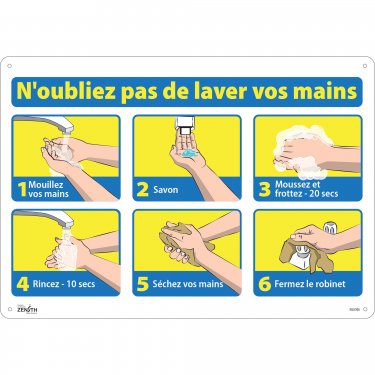 Zenith Safety Products - SGU305 - Enseigne N'oubliez pas de laver vos mains Chaque