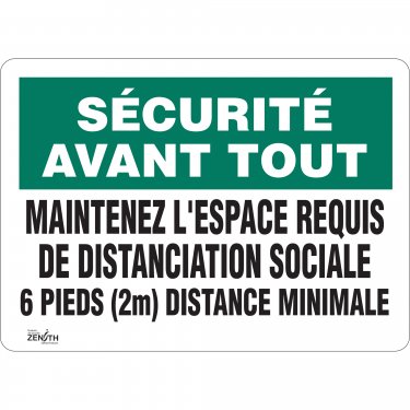 Zenith Safety Products - SGU343 - Enseigne « Distanciation sociale » Chaque