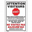 Zenith Safety Products - SGU355 - Enseigne « COVID-19 Ne visitez pas aujourd'hui » Chaque