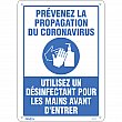 Zenith Safety Products - SGU361 - Enseigne « Prévenez le Coronavirus, utilisez un désinfectant pour les mains » Chaque