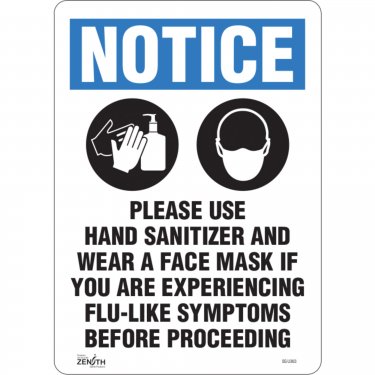 Zenith Safety Products - SGU363 - Enseigne « Please Use Hand Sanitizer And Face Mask » Chaque
