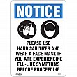 Zenith Safety Products - SGU363 - Enseigne « Please Use Hand Sanitizer And Face Mask » Chaque