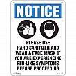 Zenith Safety Products - SGU364 - Enseigne « Please Use Hand Sanitizer And Face Mask » Chaque