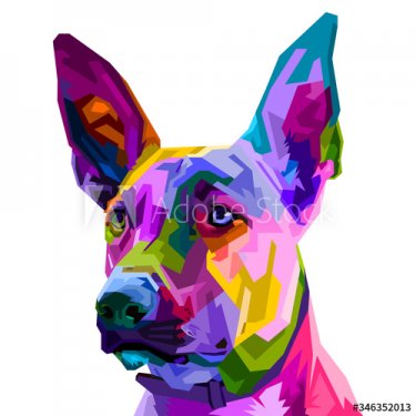 colorful Belgian Malinois dog isolated on pop art style. vector illustration. - 901156589